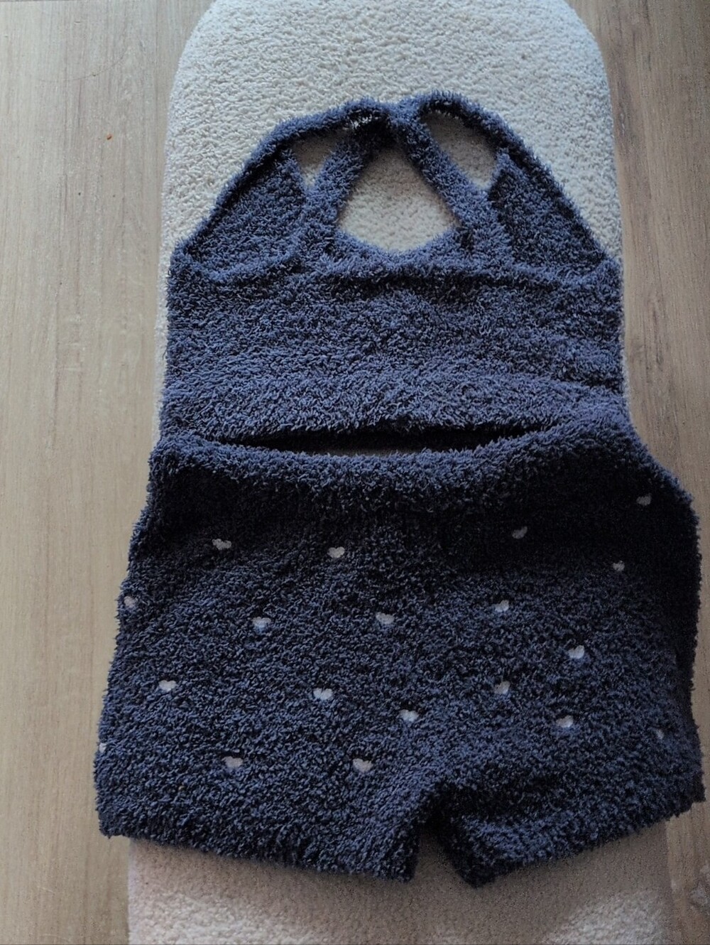 POL Discontinued Fuzzy Fleece Lounge Set - Halter Crop Top & Heart Print Shorts